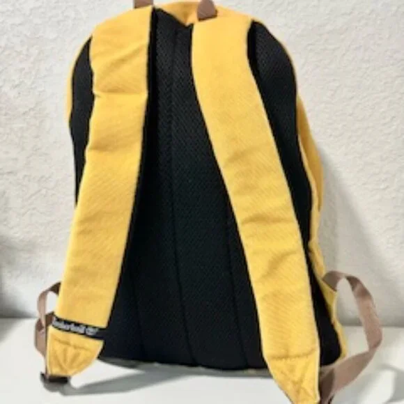 Timberland Backpack Double Strap Logo Front Pocket Mustard Yellow Black Accents - Picture 16 of 16